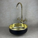 Hammered Brass Vessel Bathroom Sink – Black Round Basin Sinks detail view 5