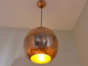 Hammered Copper Ball Pendant Light — Solid Copper Sphere Ceiling Lamp Pendant Lighting detail view 3