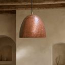 Hammered Copper Dome Pendant Light – Rustic Farmhouse Ceiling Fixture - Brass For Homes - 