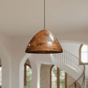 Hammered Copper Dome Pendant – Rustic Ceiling Light for Kitchen Islands - Brass For Homes - 