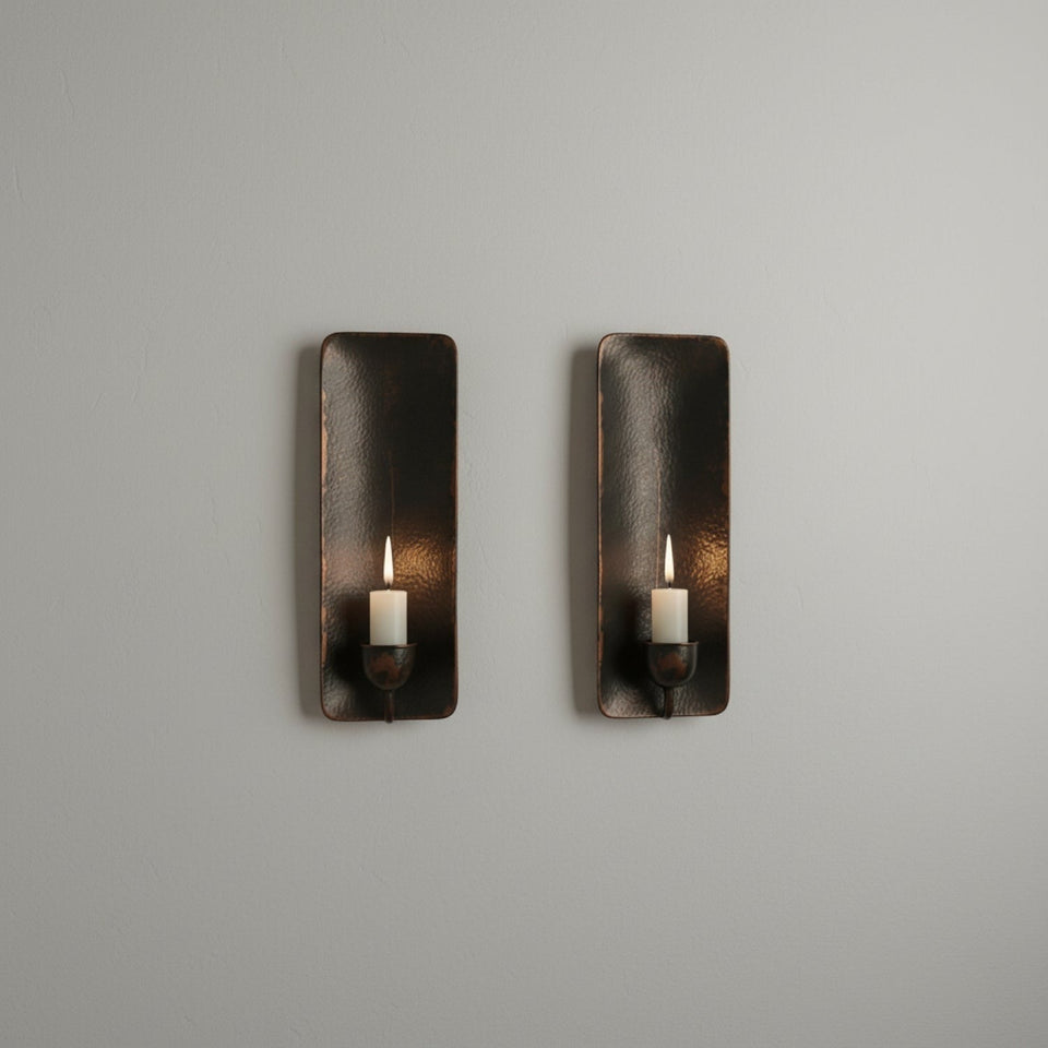 Handcrafted Aged Copper Wall Candle Sconce – Moroccan Artisan Holder pendant light for kitchen islands, dining rooms, vanities, and warm artisan interiors - view 1