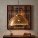 Handcrafted Brass Dome Pendant Light – Moroccan Engraved Ceiling Lamp Pendant Lighting detail view 2