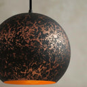 Handcrafted Copper Sphere Pendant Light – Dark Patina Ceiling Lamp Pendant Lighting detail view 2