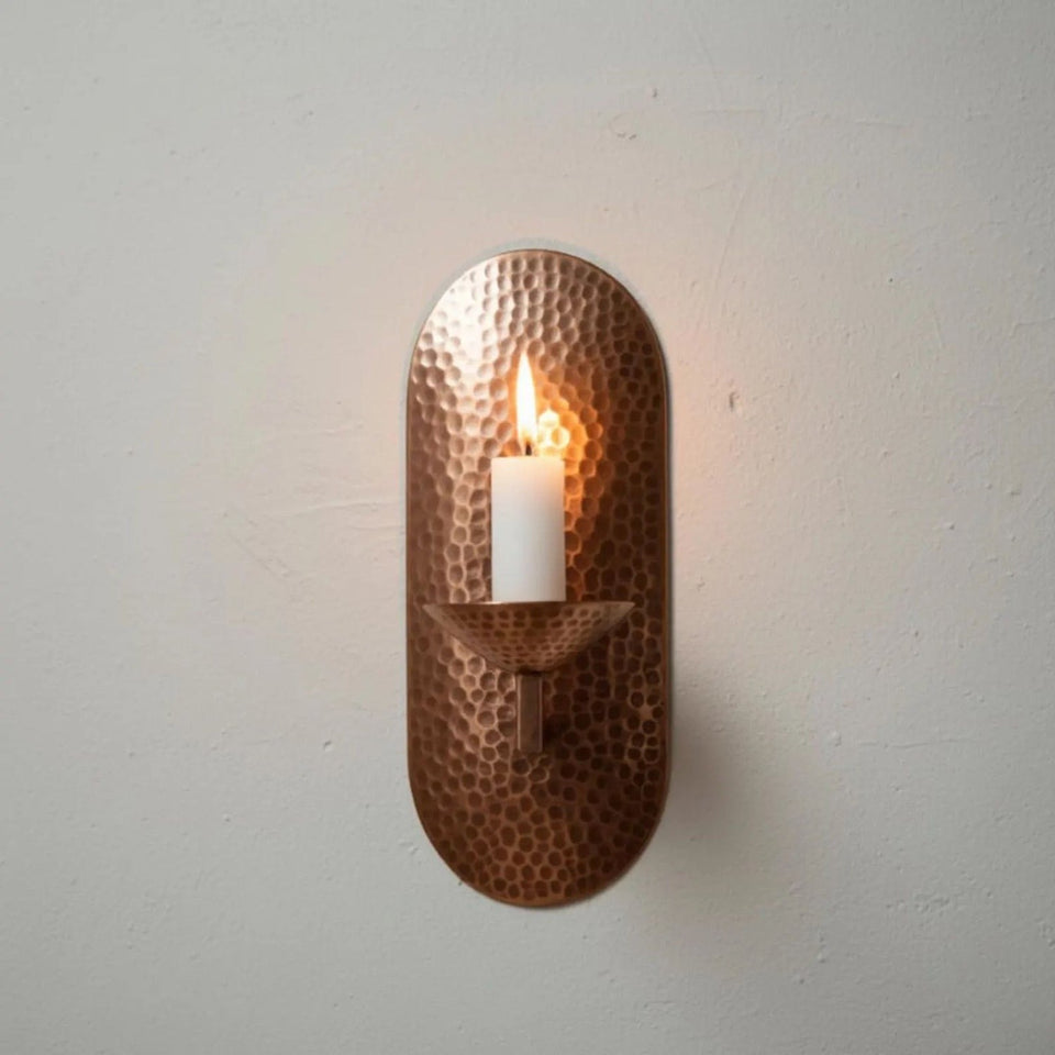 Handcrafted Copper Wall Candle Sconce – Moroccan Artisan Holder Home Decor product photo