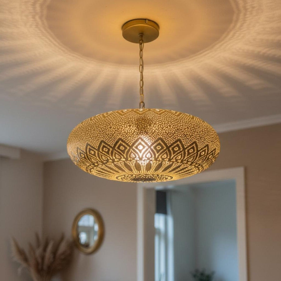 Brass Teardrop Pendant Light – Pierced Moroccan-Style Ceiling Lamp pendant light for kitchen islands, dining rooms, vanities, and warm artisan interiors - view 1