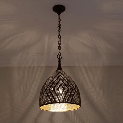 Brass Teardrop Pendant Light – Pierced Moroccan - Style Ceiling Lamp - Brass For Homes - 