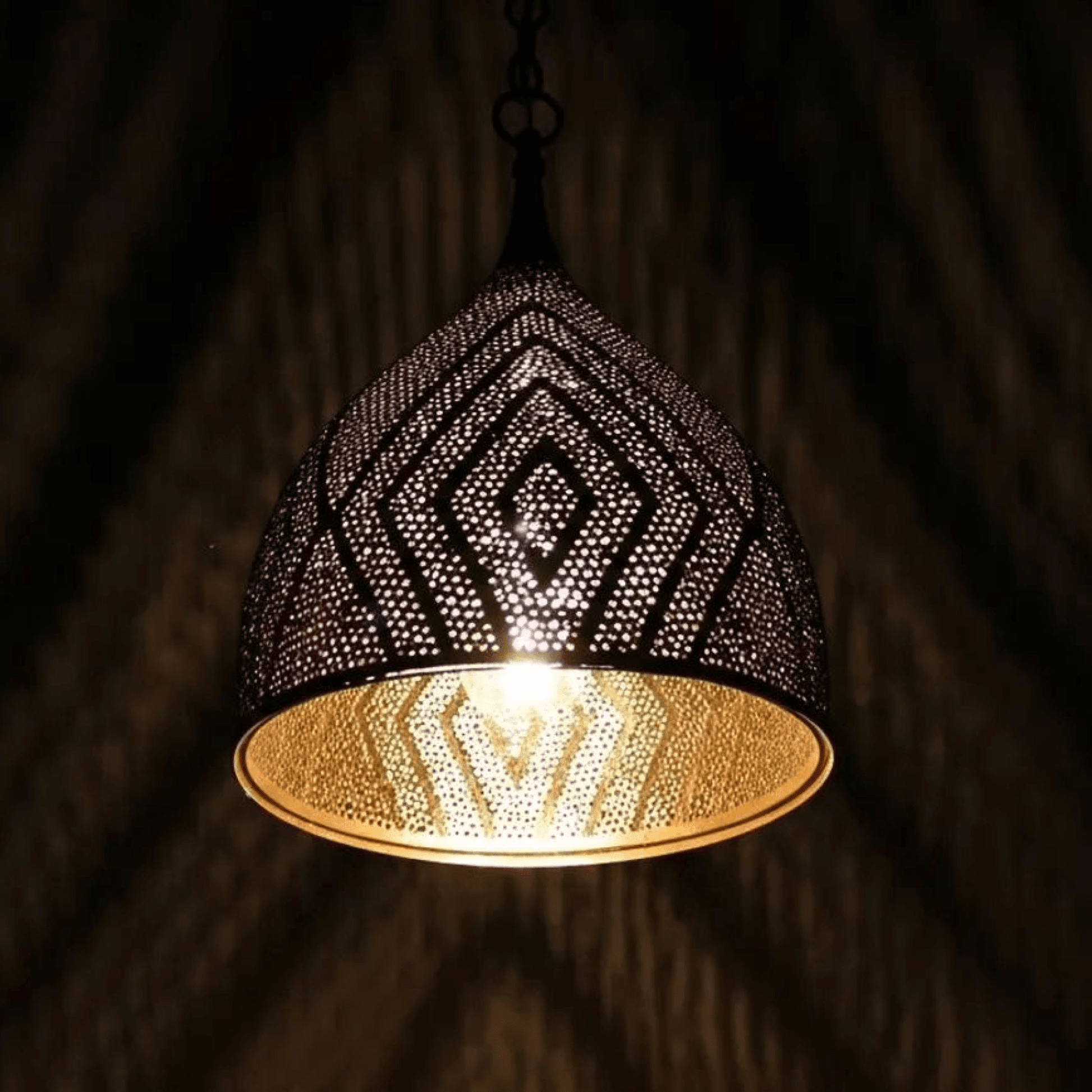 Brass Teardrop Pendant Light – Pierced Moroccan - Style Ceiling Lamp - Brass For Homes - 