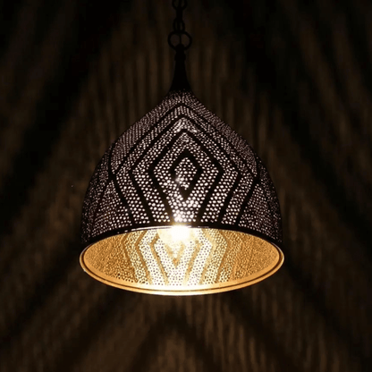 Brass Teardrop Pendant Light – Pierced Moroccan - Style Ceiling Lamp - Brass For Homes - 