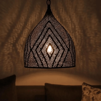 Brass Teardrop Pendant Light – Pierced Moroccan - Style Ceiling Lamp - Brass For Homes - 