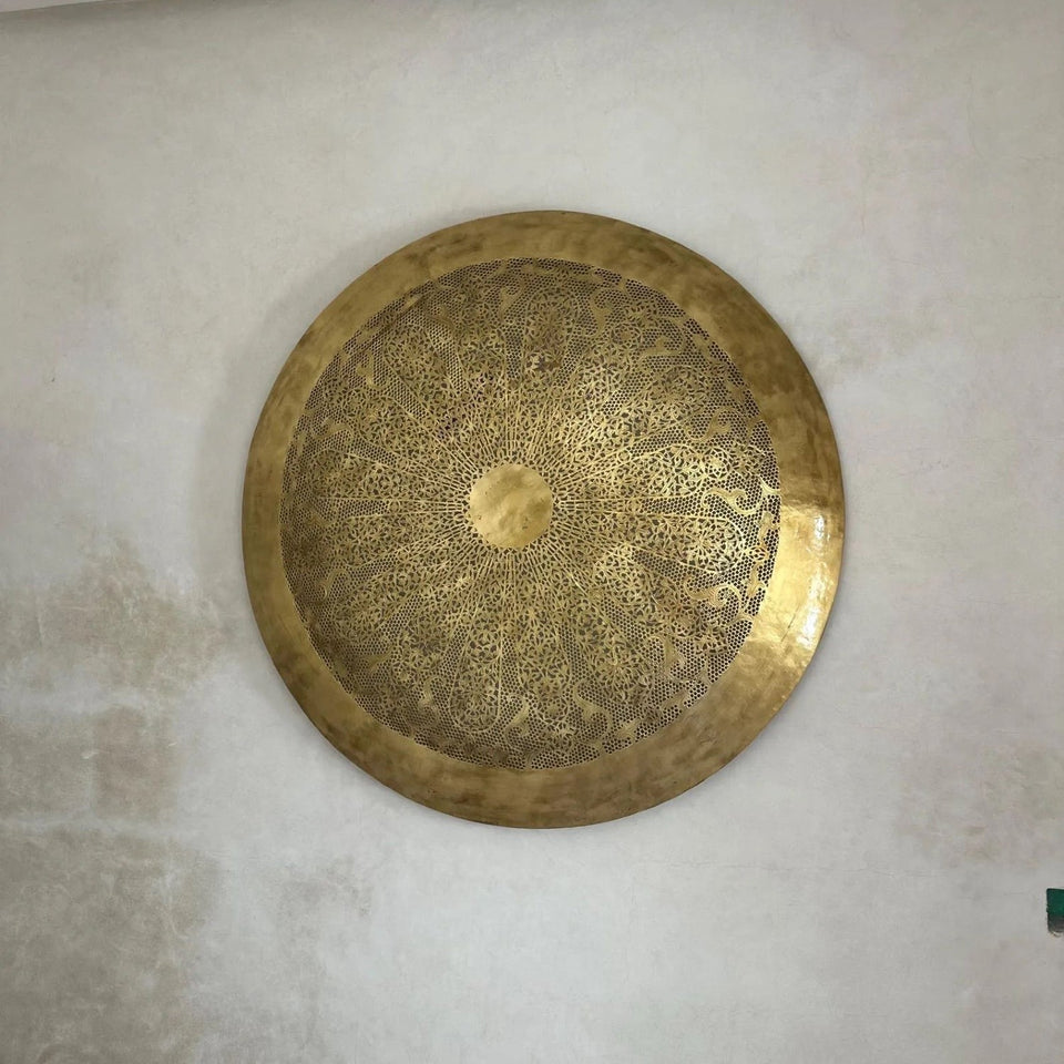 Handcrafted Round Brass Wall Light – Moroccan Engraved Sconce Pendant Lighting product photo