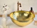 Hammered Brass Round Sink sink for kitchens, bars, powder rooms, vanities, and statement wash areas - view 3