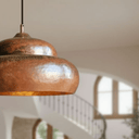 Hammered Solid Copper Pendant – Rustic Dome Ceiling Light for Farmhouse - Brass For Homes - 