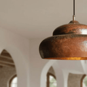 Hammered Solid Copper Pendant – Rustic Dome Ceiling Light for Farmhouse - Brass For Homes - 