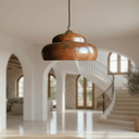 Hammered solid copper farmhouse pendant developing natural patina over time — Brass For Homes