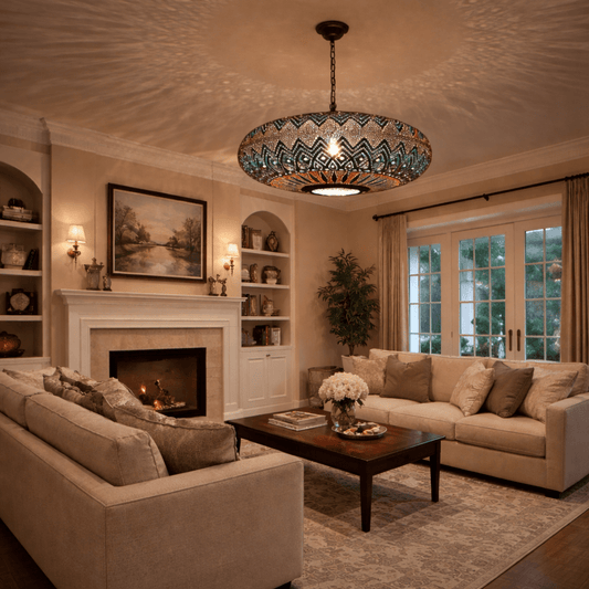 Handmade Moroccan Brass Pendant Lamp: Exotic Ceiling Light - Brass For Homes - 