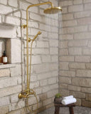 Luxury Copper Outdoor Shower with Rainfall Head – Solid Brass & Gold System Shower Systems detail view 5