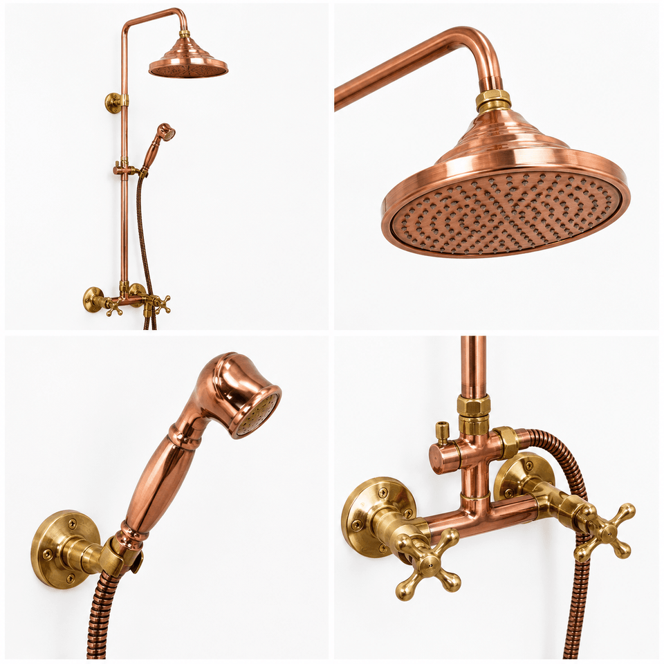 Unlacquered Solid copper shower, outdoor shower, outdoor shower Shower Systems product photo