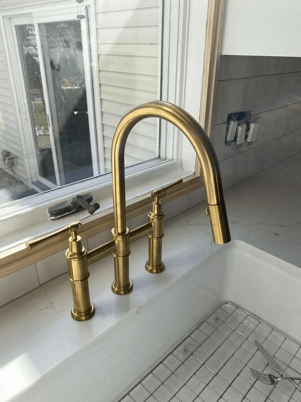 Brass Three Hole Bridge Faucet - Brass For Homes - kitchen - faucets