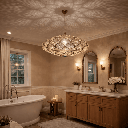 Moroccan Brass Bathroom Pendant Light – Handmade Ceiling Fixture - Brass For Homes - 
