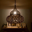 Moroccan Brass Pendant Light – Handcrafted Engraved Ceiling Lamp Pendant Lighting detail view 2