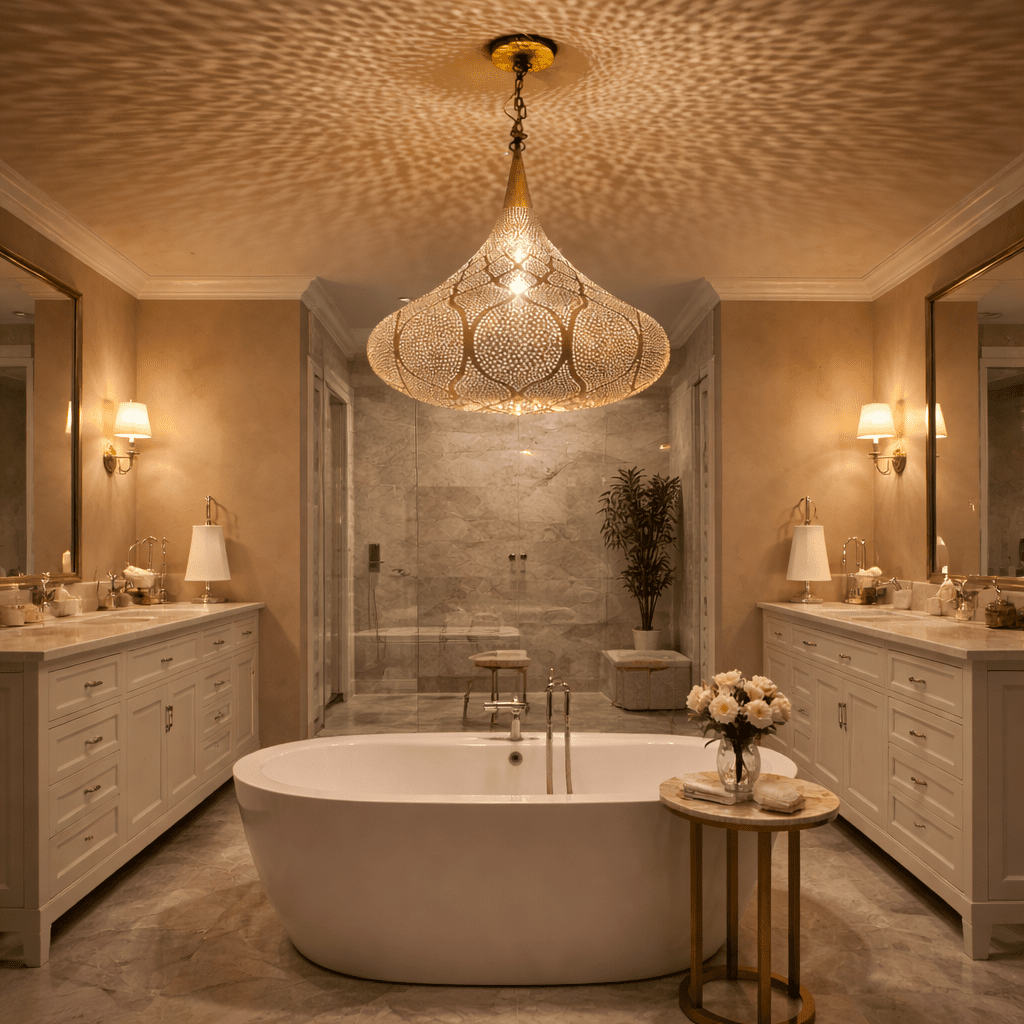 Moroccan Brass Pendant Light: Handmade Openwork Lamp - Brass For Homes - 