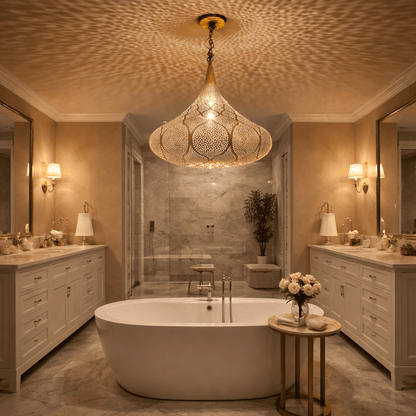 Moroccan Brass Pendant Light: Handmade Openwork Lamp - Brass For Homes - 