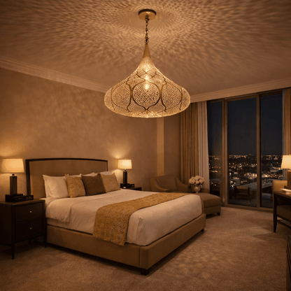 Moroccan Brass Pendant Light: Handmade Openwork Lamp - Brass For Homes - 