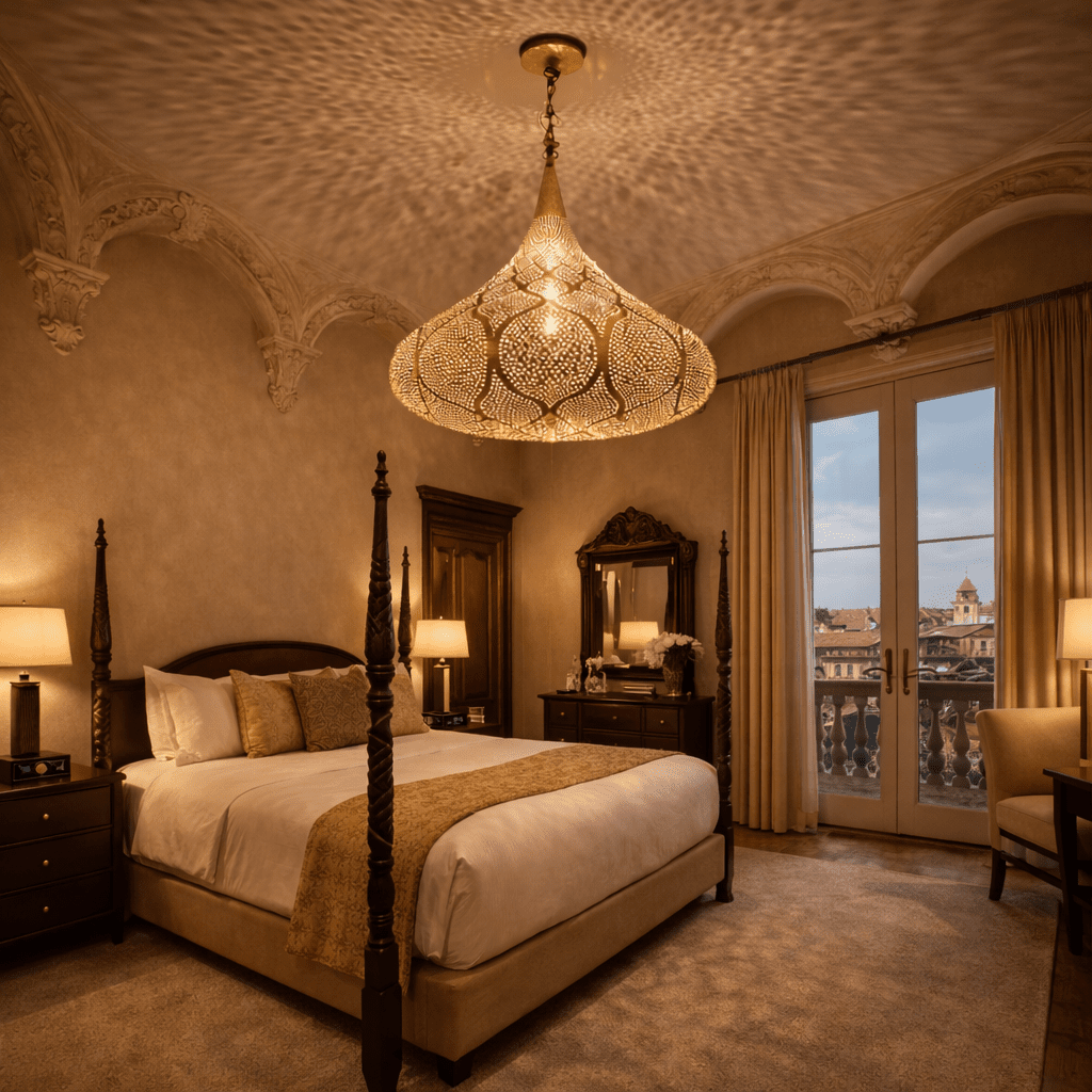 Moroccan Brass Pendant Light: Handmade Openwork Lamp - Brass For Homes - 