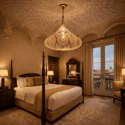 Moroccan Brass Pendant Light: Handmade Openwork Lamp - Brass For Homes - 