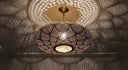 Artisan brass pendant lamp, scalloped arc openwork, Moroccan boho style – Brass For Homes