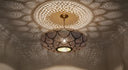 Moroccan Brass Pendant Light – Handmade Scalloped Openwork Ceiling Lamp - Brass For Homes - 
