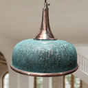 Green Patina Copper Dome Pendant – Oxidized Ceiling Light for Farmhouse - Brass For Homes - 