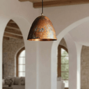 Oxidized Copper Dome Pendant – Rustic Ceiling Light for Warm Kitchen Spaces - Brass For Homes - 
