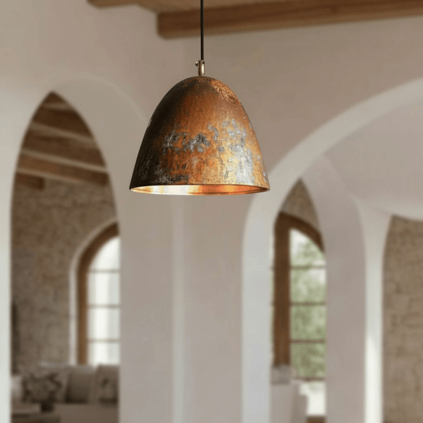 Oxidized Copper Dome Pendant – Rustic Ceiling Light for Warm Kitchen Spaces - Brass For Homes - 