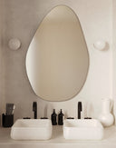 Pebble Mirror - Unlacquered Solid Brass wall mirror for bathrooms, entryways, dressing rooms, and decorative wall styling - view 2