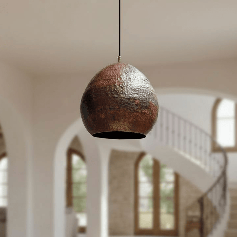 Rustic Hammered Copper Pendant – Dome Ceiling Light for Kitchen Spaces Pendant Lighting product photo