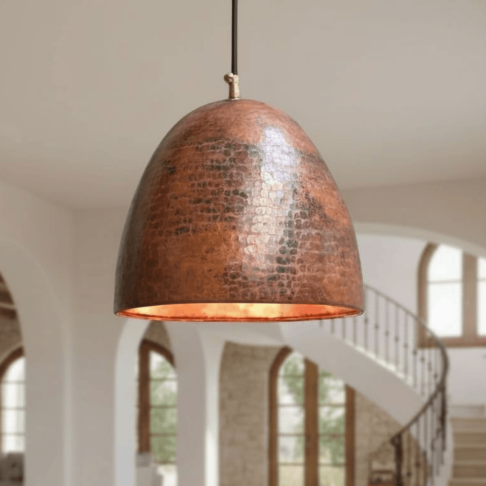 Hammered Rustic Copper Pendant – Dome Ceiling Light for Farmhouse Kitchens Pendant Lighting product photo
