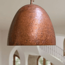 Hammered Rustic Copper Pendant – Dome Ceiling Light for Farmhouse Kitchens - Brass For Homes - 