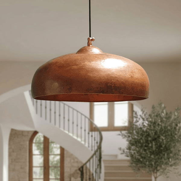 Rustic Copper Pendant Lights – Solid Dome Ceiling Fixtures for Kitchens - Brass For Homes - 
