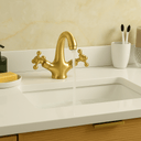 Solid Brass Single-Hole Bathroom Faucet – Classic Cross Handles Bathroom Faucets detail view 3