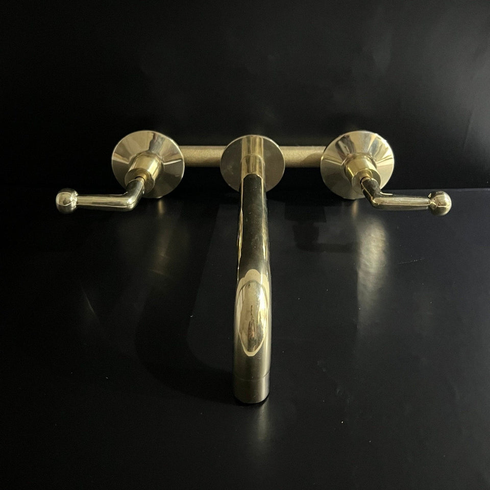 Unlacquered Brass Bathroom Faucet with Lever Handles Bathroom Faucets product photo