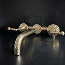 Unlacquered Brass Bathroom Faucet with Lever Handles wall mount faucet for wall-mounted sink layouts, bathrooms, kitchens, and compact wash spaces - view 3