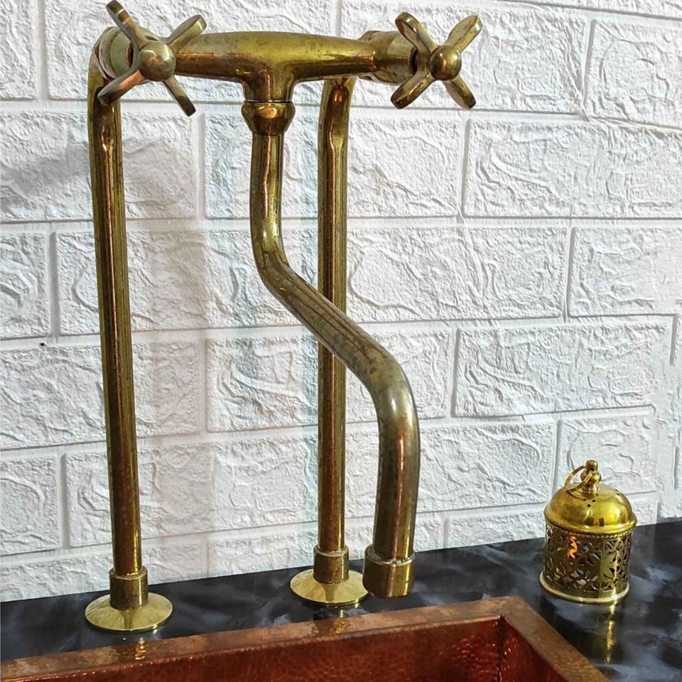 Antique Brass Kitchen Faucet With Long Legs Kitchen Faucets product photo