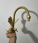 Unlacquered Brass Swan Bathroom Faucet bathroom faucet for bathroom vanities, powder rooms, basin sinks, and vintage-inspired wash spaces - view 3