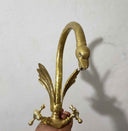 Unlacquered Brass Swan Bathroom Faucet bathroom faucet for bathroom vanities, powder rooms, basin sinks, and vintage-inspired wash spaces - view 4