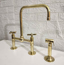 Unlacquered Brass Bridge Kitchen Faucet Kitchen Faucets product photo