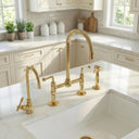 Unlacquered Brass Bridge Kitchen Faucet Kitchen Faucets product photo