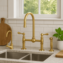 Unlacquered Brass Bridge Kitchen Faucet Set with Sprayer Kitchen Faucets detail view 4
