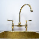 Unlacquered Brass Curved Legs Bridge Faucet - Brass For Homes - kitchen - faucets