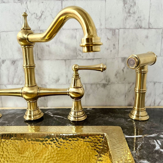 Brass Deck Mount 3 Leg - Brass For Homes - kitchen - faucets